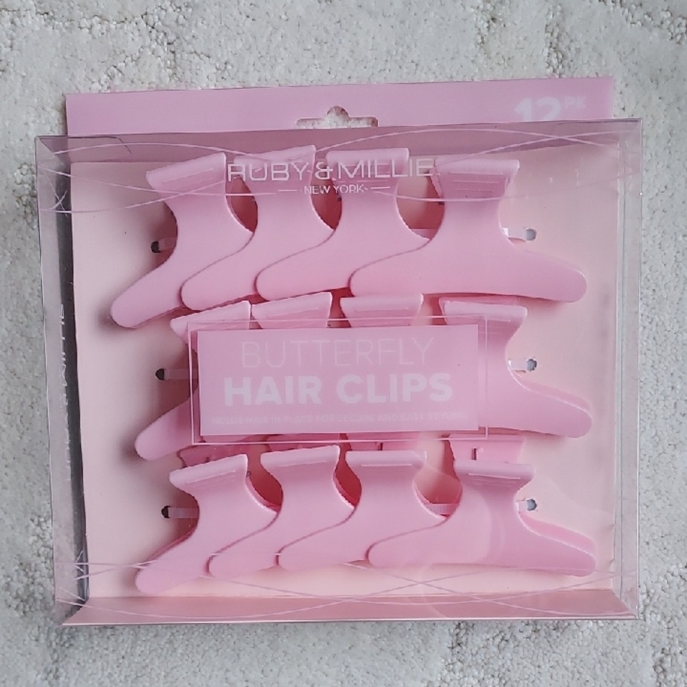 Ruby & Millie Pink Butterfly Hair Clips